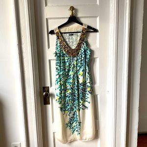 Magaschoni 100% Silk Dress with Beaded Collar. Size 6. Worn Once.